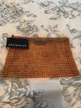 Chilewich Gold Metallic Mesh Pouch